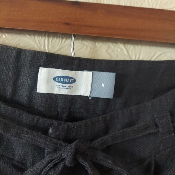 Old Navy Grey Linen Blend Pleated Tie Waist Shorts Sz 4 - Picture 3 of 9